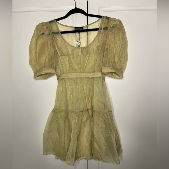 NWT Danielle Bernstein Sheer Organza Puff Sleeve Mini - Picture 3 of 12